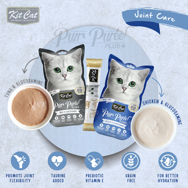 Kit Cat Purr Puree Plus+ Joint Care Liquid Snack 4x15g