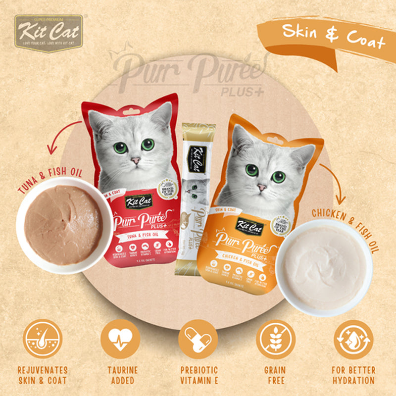 Kit Cat Purr Puree Plus+ Skin & Coat Liquid Snack 4x15g