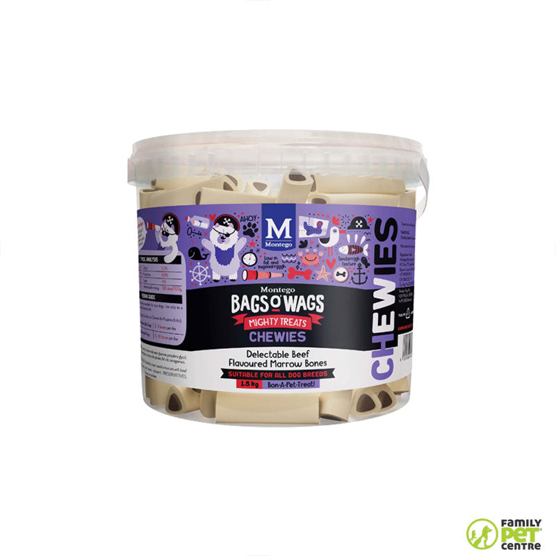 Montego Bags O' Wags Chewies Dog Treats - Marrow Bones