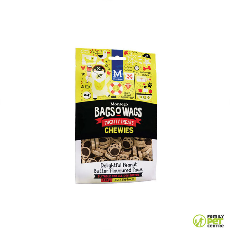 Montego Bags O' Wags Chewies  Dog Treats - Peanut Butter Paws