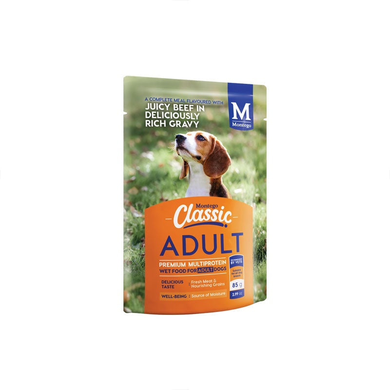 Montego Classic Canned Adult Dog Food Juicy Beef in Deliciously Rich Gravy