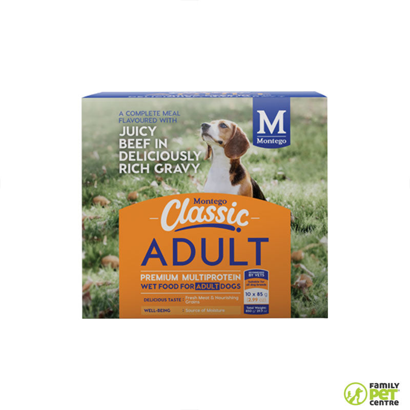 Montego Classic Canned Adult Dog Food - Juicy Beef in Deliciously Rich Gravy
