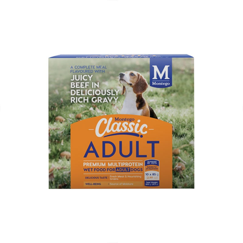 Montego Classic Canned Adult Dog Food Juicy Beef in Deliciously Rich Gravy