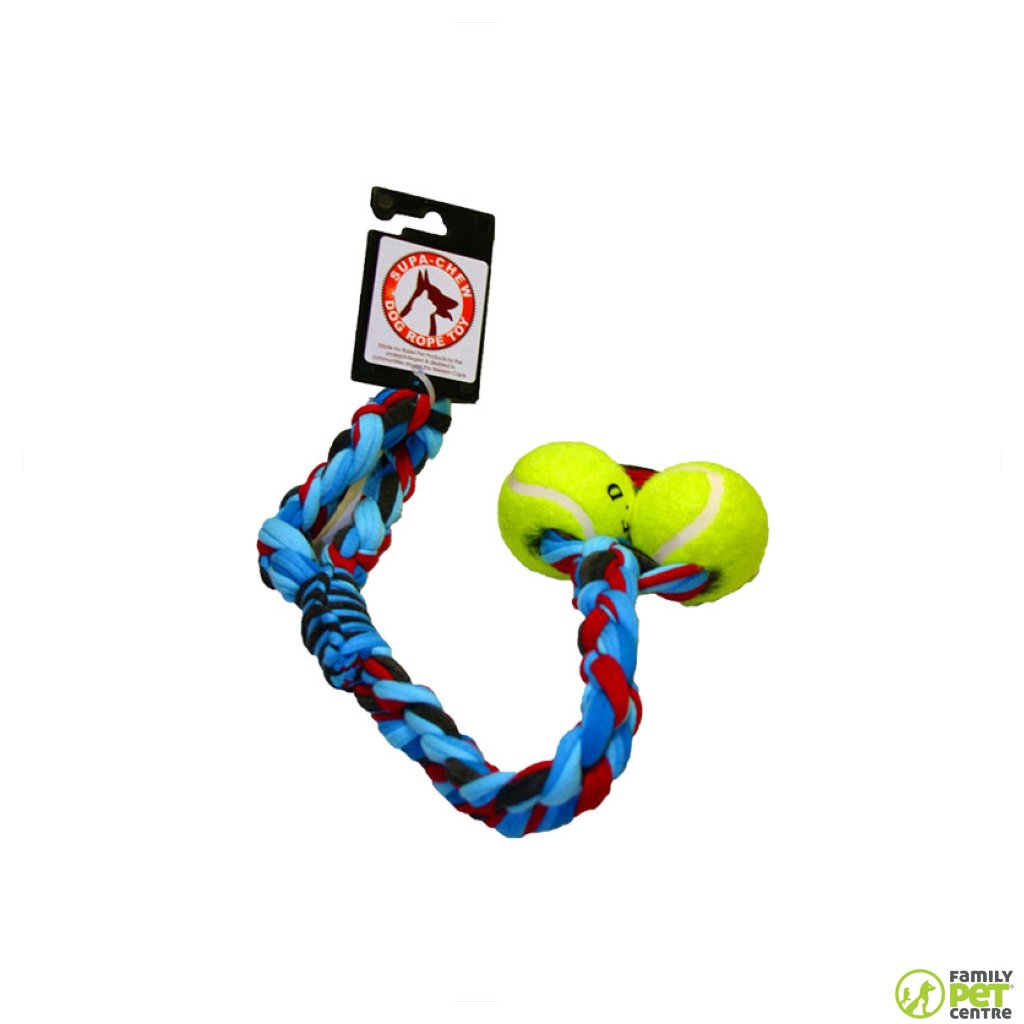 Supa Chew Cotton Sling Rope Dog Toy With 2 Balls
