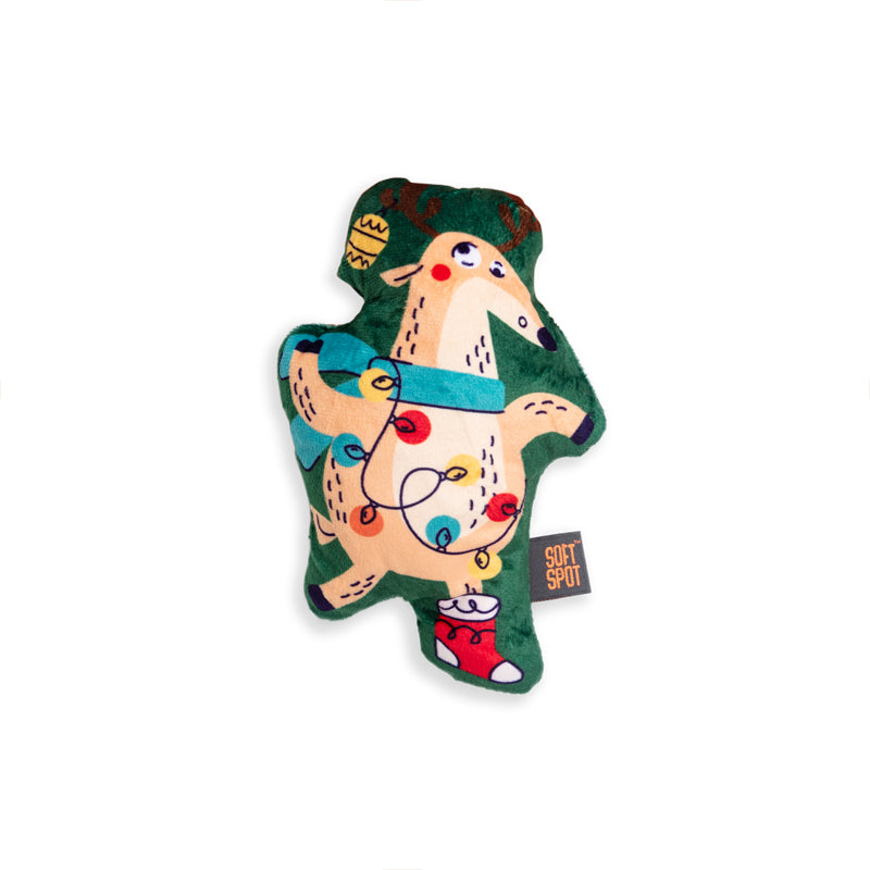 Dog's Life Christmas Toy Soft Spot Reindeer With Tangled Lights 21cm