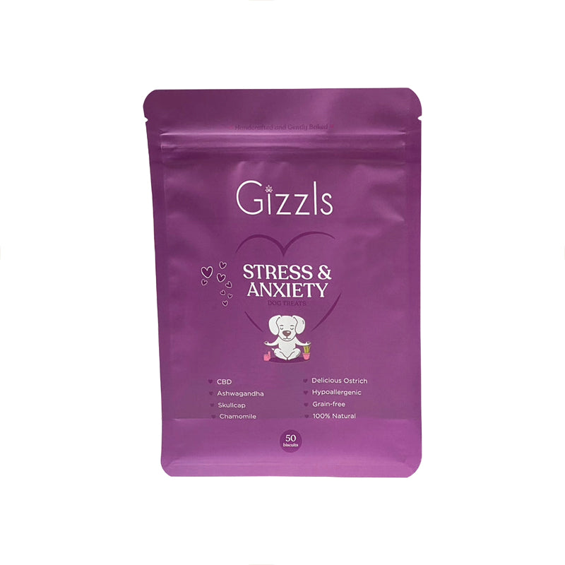 Gizzls Healthy Ostrich CBD Dog Treats for Stress & Anxiety Medium/Large Dogs