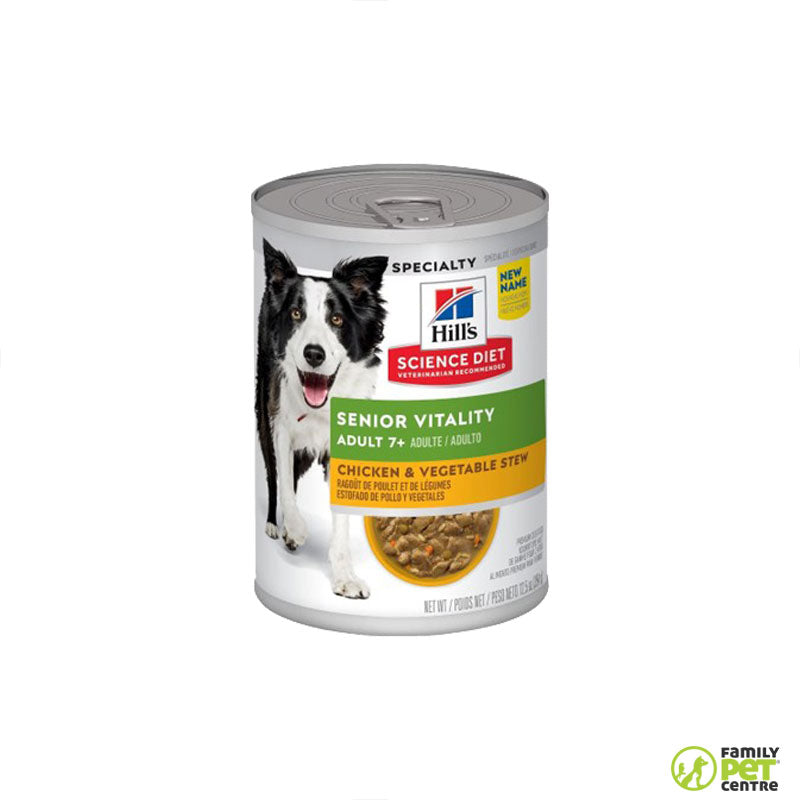 Hills Science Plan 7+ Senior Vitality Adult Dog Wet Food Chicken & Vegetable Stew