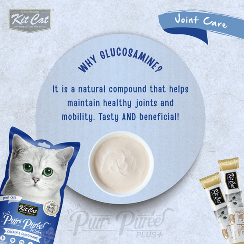 Kit Cat Purr Puree Plus+ Joint Care Liquid Snack 4x15g