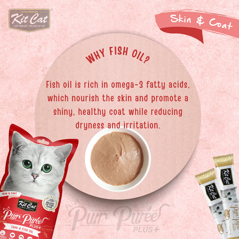 Kit Cat Purr Puree Plus+ Skin & Coat Liquid Snack 4x15g