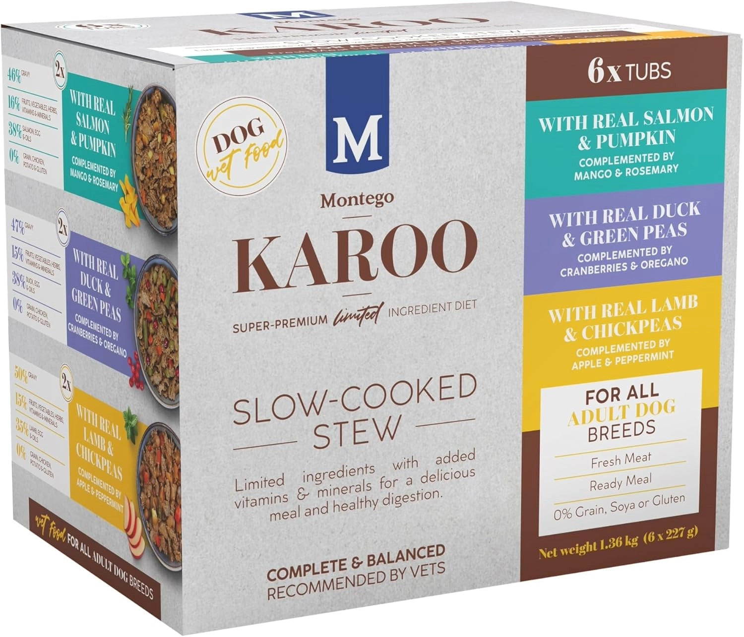 Montego Karoo Adult Dog Wet Food Assorted Multi Pack 1.36KG