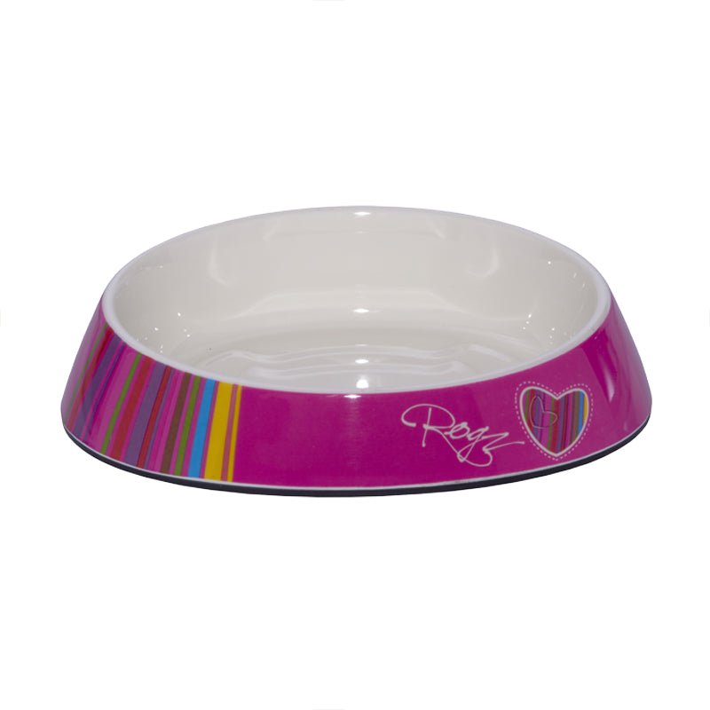 Rogz Cat Feeding Bowl Fishcake Pink Stripes 200ml