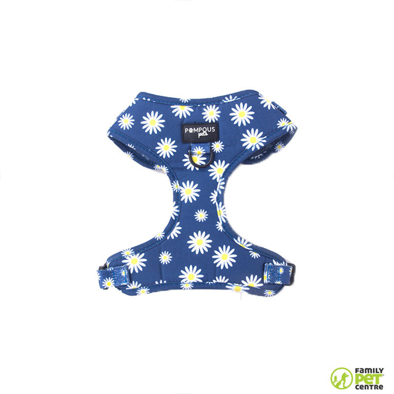 Pompous Sapphire Daisies Adjustable Dog Harness