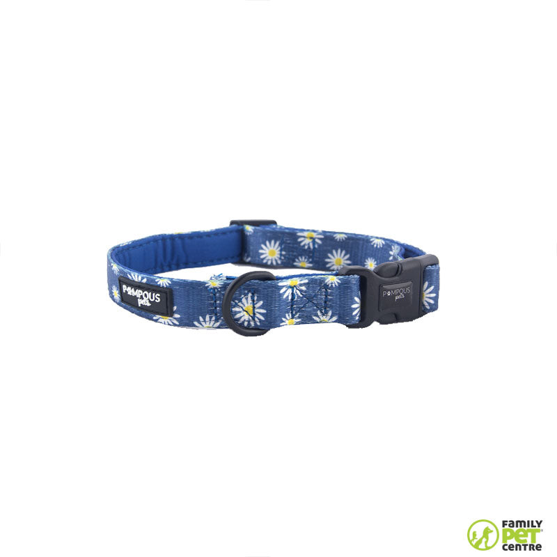 Pompous Sapphire Daisies Dog Collar