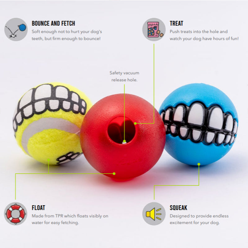 Rogz Grinz Multi-colour Dog Toy 3 Pack