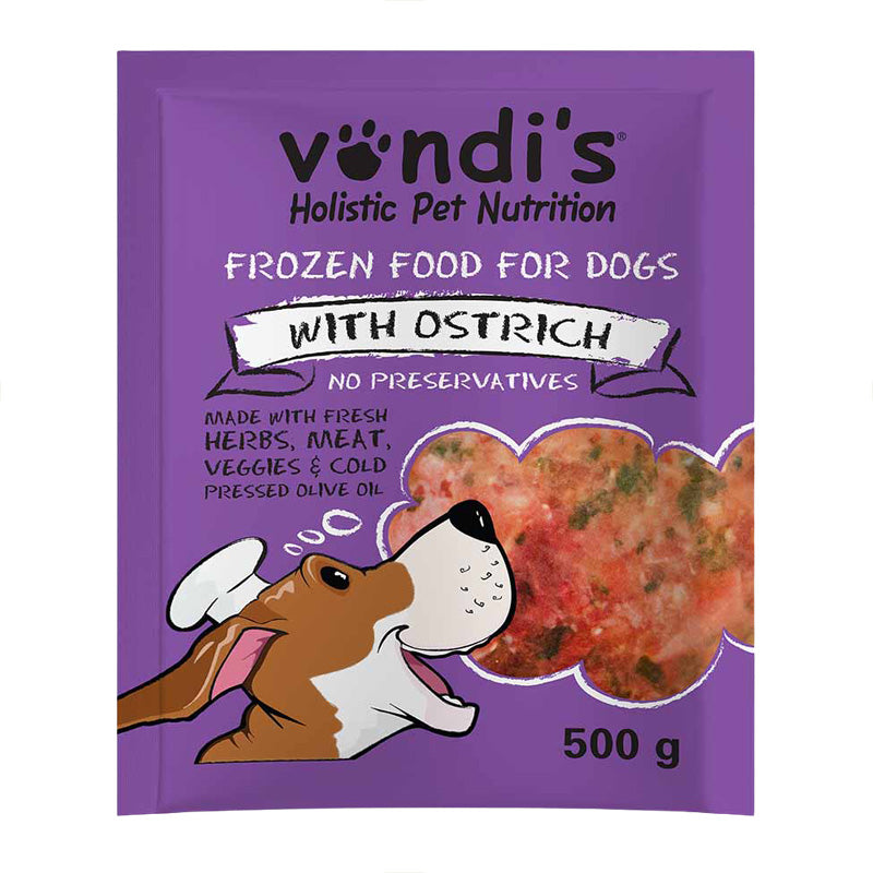 Vondis Fresh Frozen Dog Food Ostrich 500g