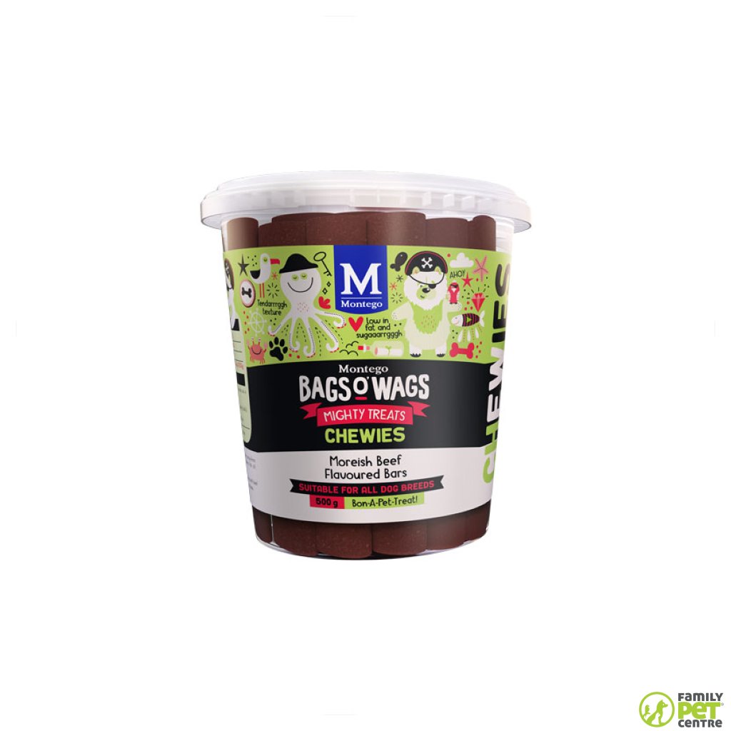 Montego Bags O' Wags Chewies Dog Treats - Beefy