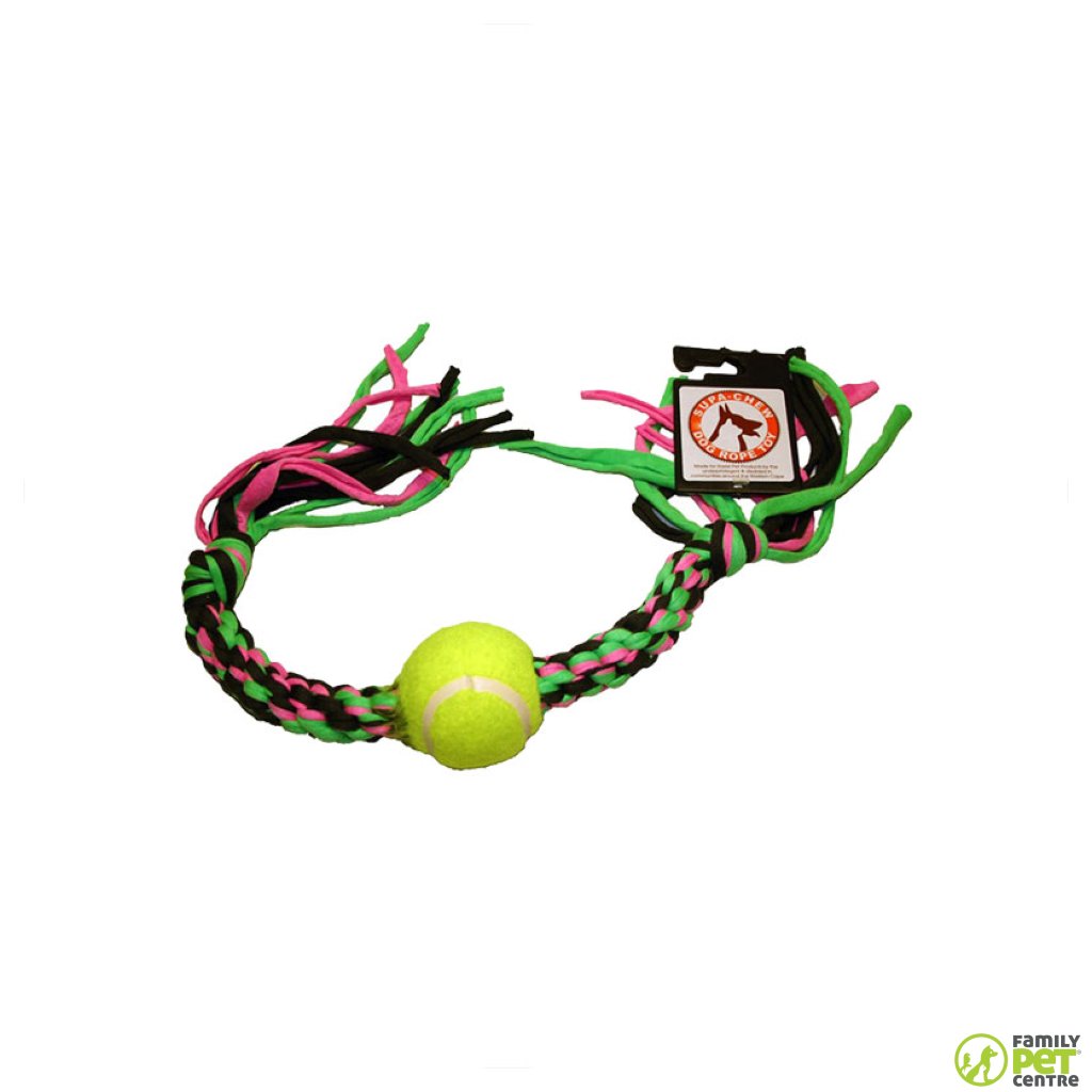 Supa Chew Cotton Rope Bone Dog Toy With 1 Ball