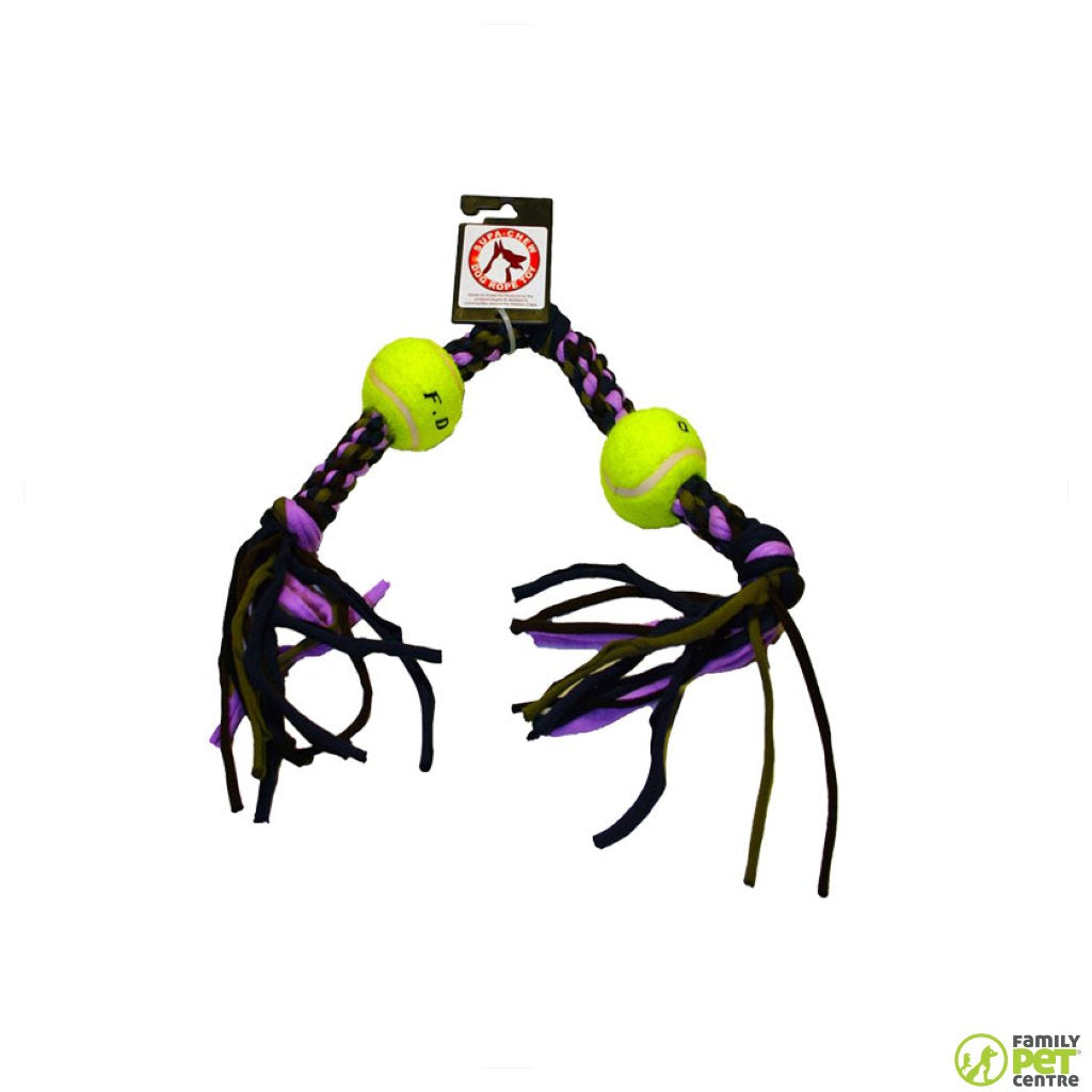 Supa Chew Cotton Rope Bone Dog Toy With 2 Balls