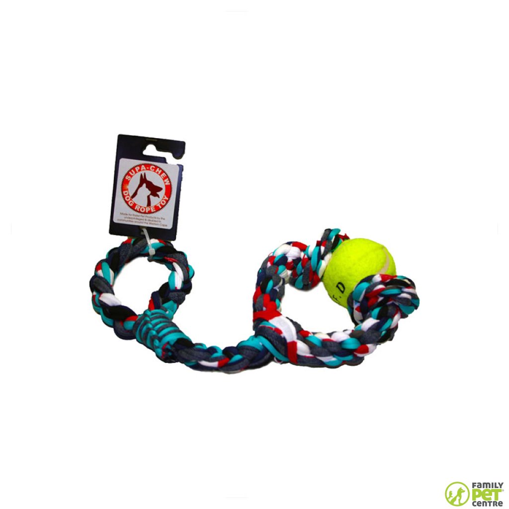 Supa Chew Cotton Sling Rope Dog Toy With 2 Knots & 1 Ball