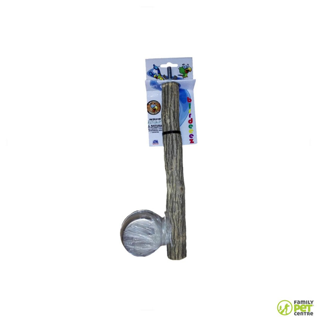 Birrdeez Natural Sekelbos perch With Treat Bowl