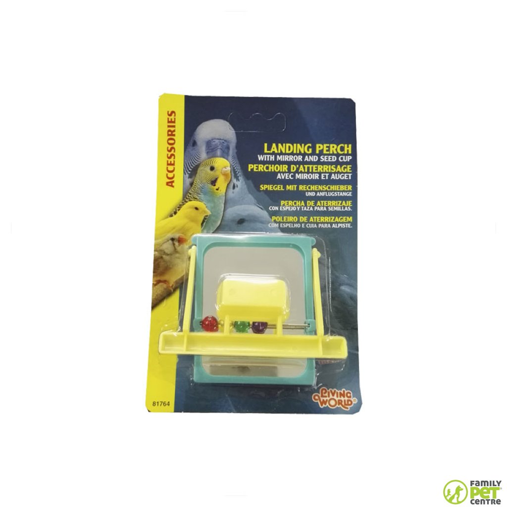 Living World Perch With Mirror, Beads & Feeder
